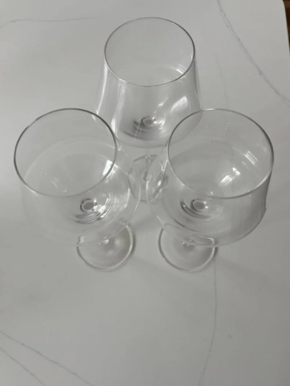 Bloomingville Yvette White Wine Glasses Set of 3 Handcrafted in Sweden NEW